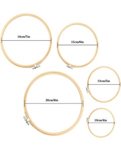 Generic Embroidery Hoops, 5pcs Round Bamboo Cross Stitch Ring Circle Embroidery Hoops Frame Adjustable Cross Stitch Hoops for Embroidery Cross Stitch Craft, 5 Sizes  - Image 2