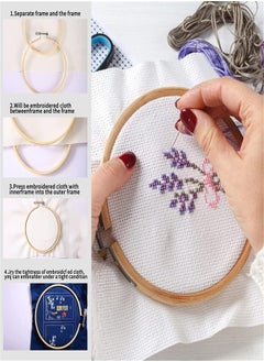Generic Embroidery Hoops, 5pcs Round Bamboo Cross Stitch Ring Circle Embroidery Hoops Frame Adjustable Cross Stitch Hoops for Embroidery Cross Stitch Craft, 5 Sizes  - Image 5