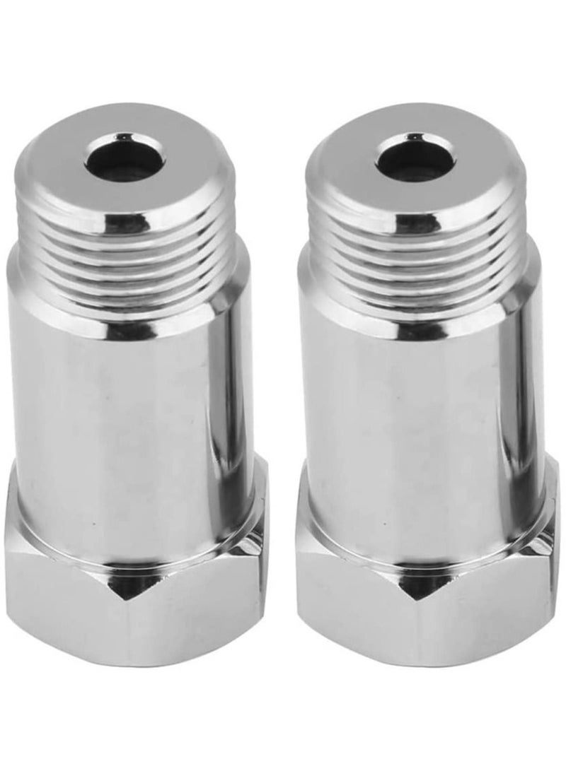 SYOSI O2 Sensor Spacer, 2 Pcs Universal 45 mm M18*1.5 Check Engine Light Eliminator Adapter O2 Oxygen Sensor Spacer Extender Adapater Isolator for Exhaust Systems, Silver - Image 1