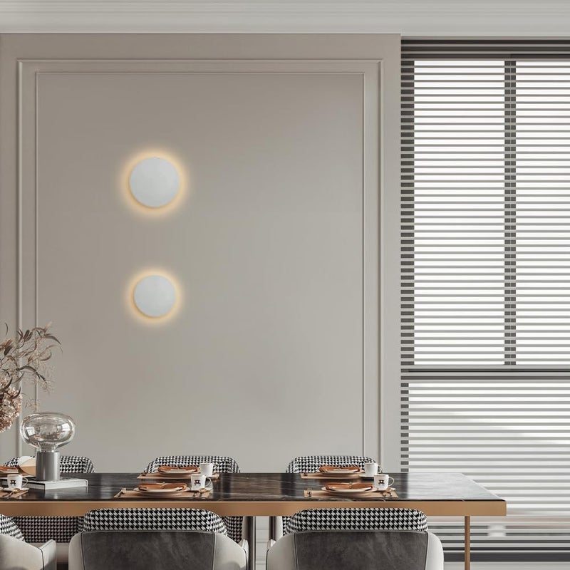 Nordic Round Wall Light LED Sconce Lighting Fixture Indoor Wash Lamp, Hardwired Sconces Living Room Bedroom Decor Mount Lights Home Lamps, 3000K (White Dia) - Image 3