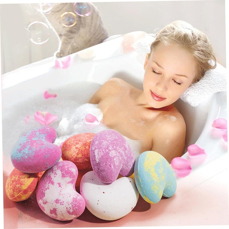 Diverse requirement fit 9Pcs/Set Bath Bomb Set Heart Shaped Bath Bombs with Essential Oil Bath Bomb Kit Natural Bath Bombs Exquisite Bubble Bath for Skin Moisturize - Violet Dust tight seal - Image 4