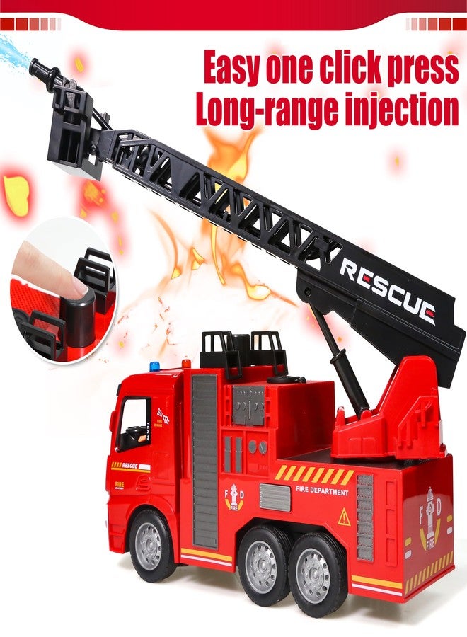 MQDMINI Remote Control Fire Truck Toy - Fireman Fire Truck with Jet Pump and Lights, Red Toy for 3 Year Old Boys, Girls and Toddlers - Image 3