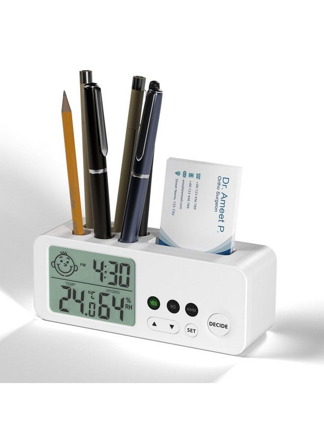 eo Alarm Clock for Students Decision Making Desk Clock with Dual Alarm, Temperature, Date Mini Clocks for Bedroom, (Decider, White) - Image 1