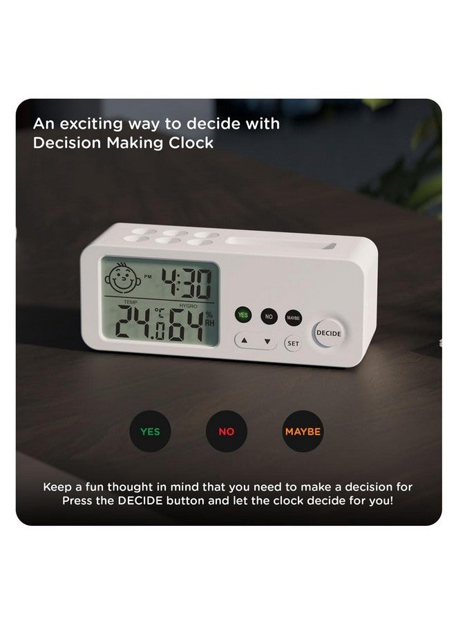 eo Alarm Clock for Students Decision Making Desk Clock with Dual Alarm, Temperature, Date Mini Clocks for Bedroom, (Decider, White) - Image 2
