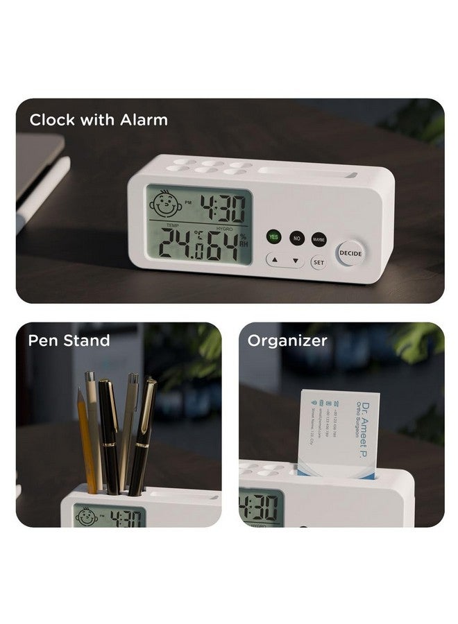 eo Alarm Clock for Students Decision Making Desk Clock with Dual Alarm, Temperature, Date Mini Clocks for Bedroom, (Decider, White) - Image 4