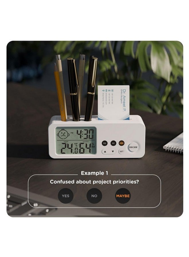 eo Alarm Clock for Students Decision Making Desk Clock with Dual Alarm, Temperature, Date Mini Clocks for Bedroom, (Decider, White) - Image 3