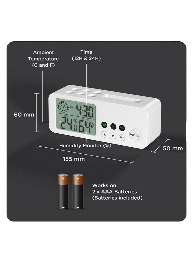 eo Alarm Clock for Students Decision Making Desk Clock with Dual Alarm, Temperature, Date Mini Clocks for Bedroom, (Decider, White) - Image 5