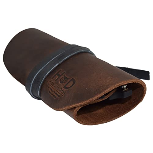 Hide & Drink, Rustic Leather Sunglass Wrap, Slim Travel, Soft Eye Glasses Storage, Handmade Includes 101 Year Warranty (Bourbon Brown) - Image 1