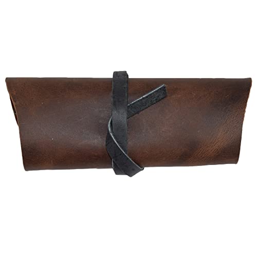 Hide & Drink, Rustic Leather Sunglass Wrap, Slim Travel, Soft Eye Glasses Storage, Handmade Includes 101 Year Warranty (Bourbon Brown) - Image 2