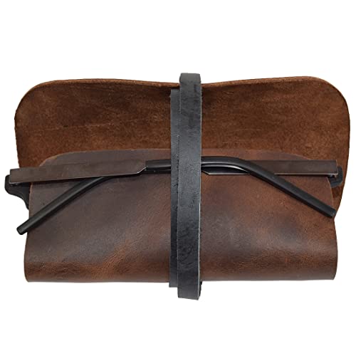 Hide & Drink, Rustic Leather Sunglass Wrap, Slim Travel, Soft Eye Glasses Storage, Handmade Includes 101 Year Warranty (Bourbon Brown) - Image 4