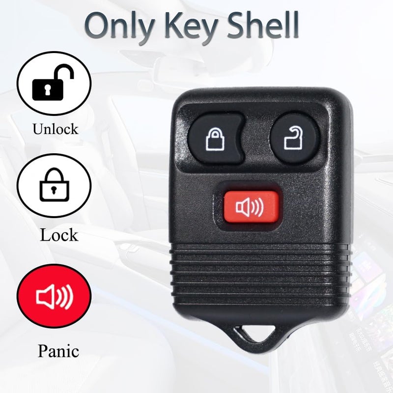 SUPALAND غلاف بديل لجهاز التحكم عن بعد لسيارات Ford F150 F250 F350 Explorer Expedition Ranger Escape Edge E150 Freestar / Lincoln Navigator Mazda، غطاء لوحة مفاتيح 3 أزرار للتحكم في التشغيل عن بعد (مجموعة من 2) - Image 5
