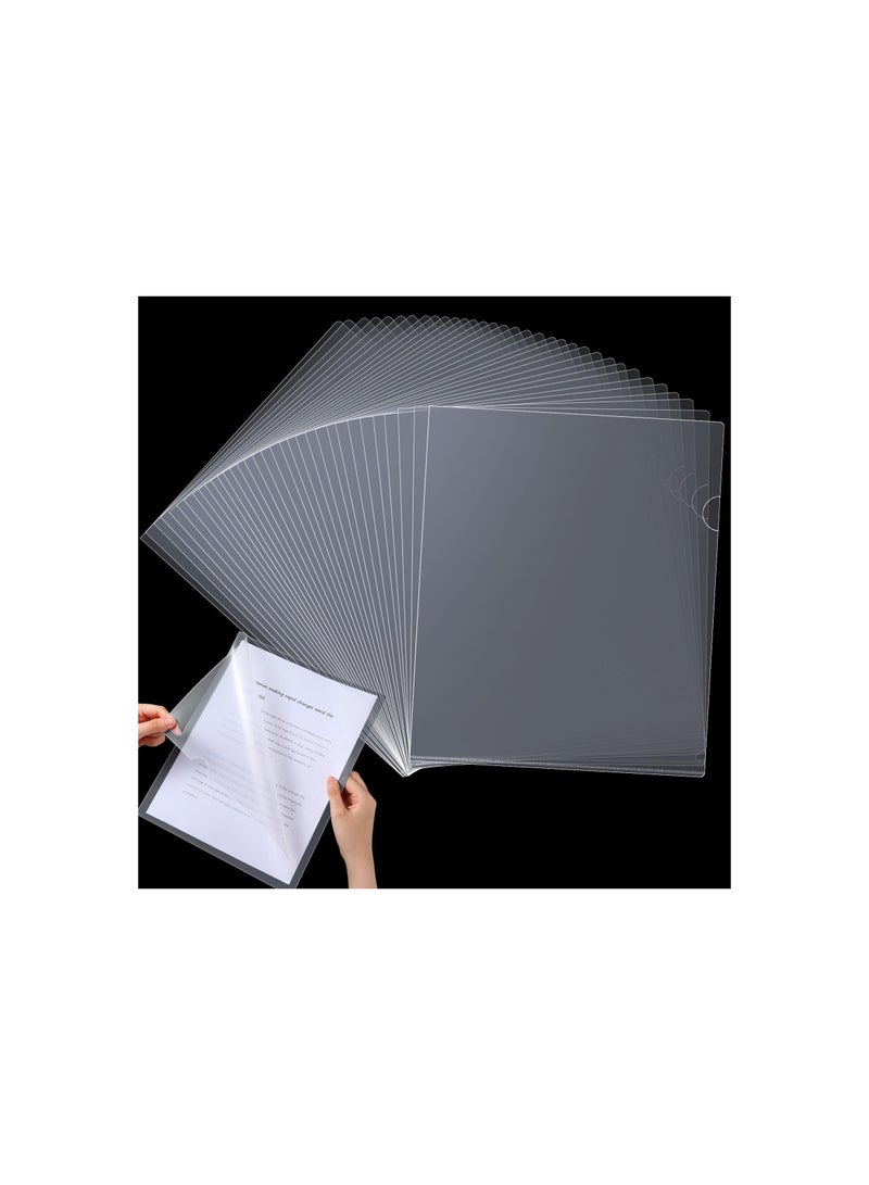 Clear L-Type Transparent Project Sleeves - 60 Pcs Plastic Folders for Office and School, Copy Safe Project Pockets (12 x 8.5 in) - Ideal for Organizing Documents and Projects. - Image 1