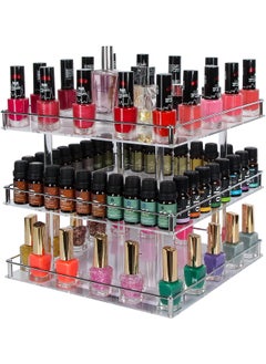 J JACKCUBE DESIGN J JACKCUBE DESIGN 3 Tier Acrylic Nail Polish 360 Rotating Display Rack Organizer Stand Makeup Cosmetics Storage Box Carousel Shelf with Silver Iron Guard – MK302-B3 