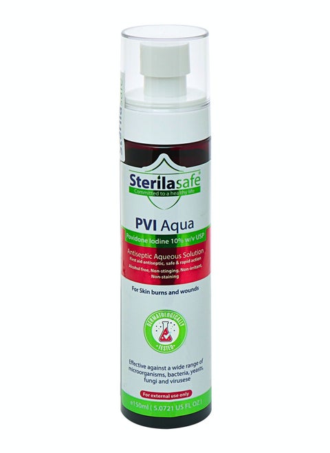 PVI Aqua Antiseptic Aqueous Solution Povidone Iodine 10% Prep Solution USP 150 ml
