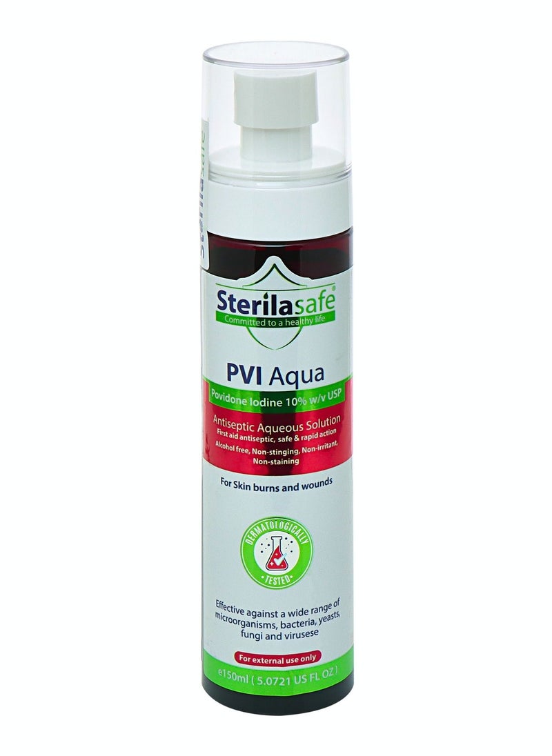 PVI Aqua Antiseptic Aqueous Solution Povidone Iodine 10% Prep Solution USP 150 ml