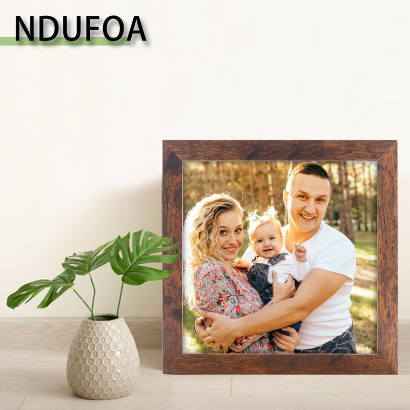 NDUFOA 6x6 Picture Frame  Display Photos 4x4 with Mat or 6x6 without Mat  Poster Frame for Wall and Tabletop  Brown - Image 4
