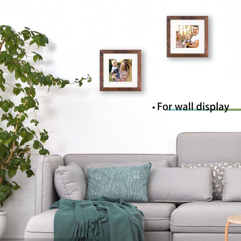 NDUFOA 6x6 Picture Frame  Display Photos 4x4 with Mat or 6x6 without Mat  Poster Frame for Wall and Tabletop  Brown - Image 5