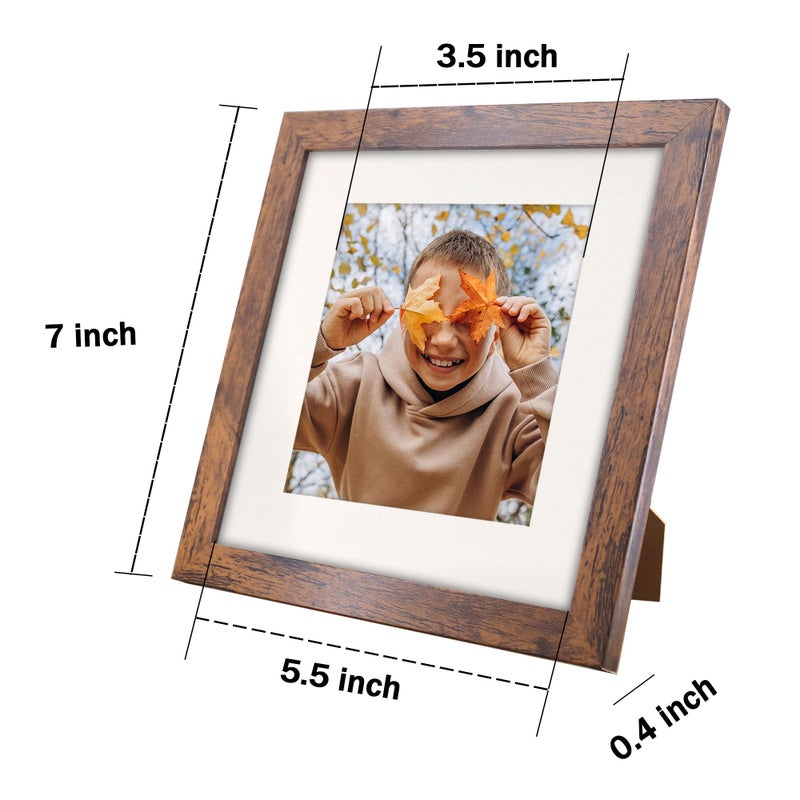 NDUFOA 6x6 Picture Frame  Display Photos 4x4 with Mat or 6x6 without Mat  Poster Frame for Wall and Tabletop  Brown - Image 3