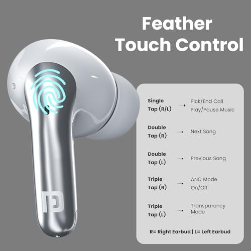 Portronics Harmonics Twins 28 ANC TWS in Ear Earbuds with Smart Touch Control, 50 Hours Playback, Quad Mic ENC, Low Latency, 13mm Dynamic Driver, IPX 5 Water Resistant, Fast Type C Charging(White) - Image 4