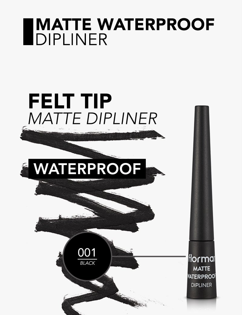 flormar Matte Waterproof Dipliner Black – Precise Tip, Long-Wear, Waterproof, Matte Finish 001-BLACK - Image 2