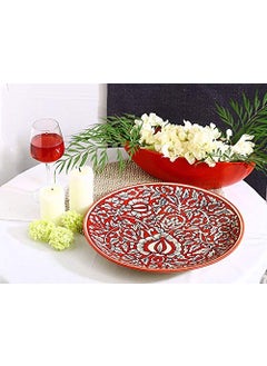 Caffeine Caffeine Ceramic Handmade Red Mughal Combo Dinner Set (Set of 10pcs)  - Image 5