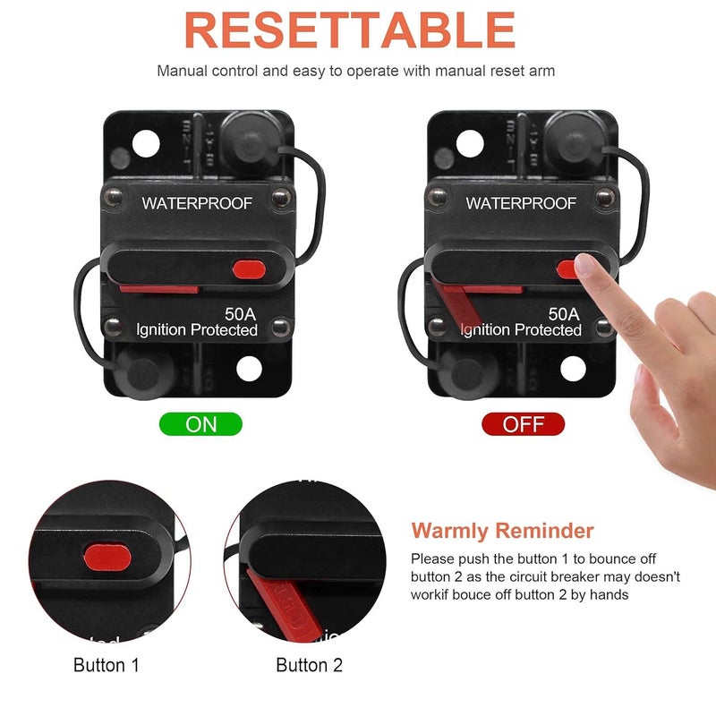 Erayco 300 Amp Circuit Breaker with Manual Reset for Car Marine Trolling Motors Boat ATV Manual Power Protect for Audio System Fuse, 12V-48VDC, Waterproof (300A) - Image 3