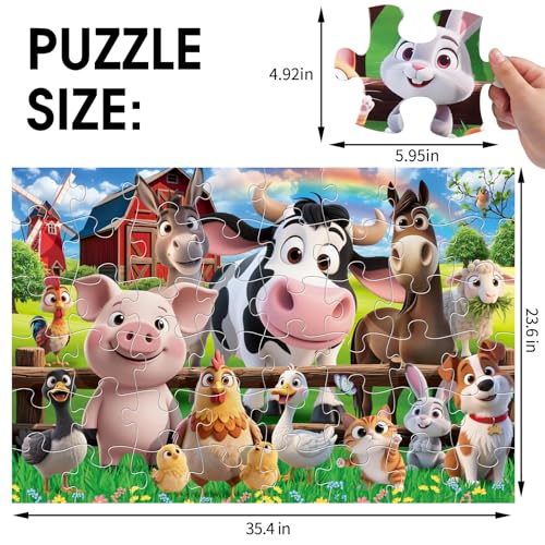 IFLOVE Jumbo Floor Puzzle for Kids48 Pieces Farm Animals Puzzles for Toddlers 35Large Barn Jigsaw PuzzlesPreschool Educational Animal ToysEaster Gift for Boys Girls Ages 48 - Image 5