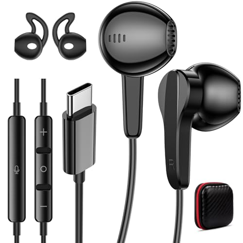 iMangoo USB C Headphones Wired Earbuds Digital Sound Earphones w/DAC Chip Clear Call Microphone for Apple iPhone 17 Air 16 15 Pro Max, Type C Ear Buds USBC Headset for Samsung Galaxy S25 Android Black - Image 1
