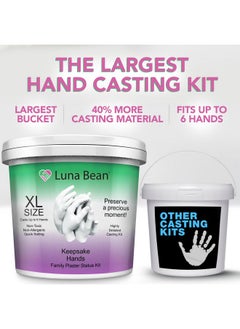 Luna Bean Luna Bean Huge Oversize XL Family Hand Casting Kit - Family Size Hand Molding Kit - Casts 6 Hands Comfortably Adults & Kids, Gifts for Family with Kids - Thanksgiving Gifts  - Image 3