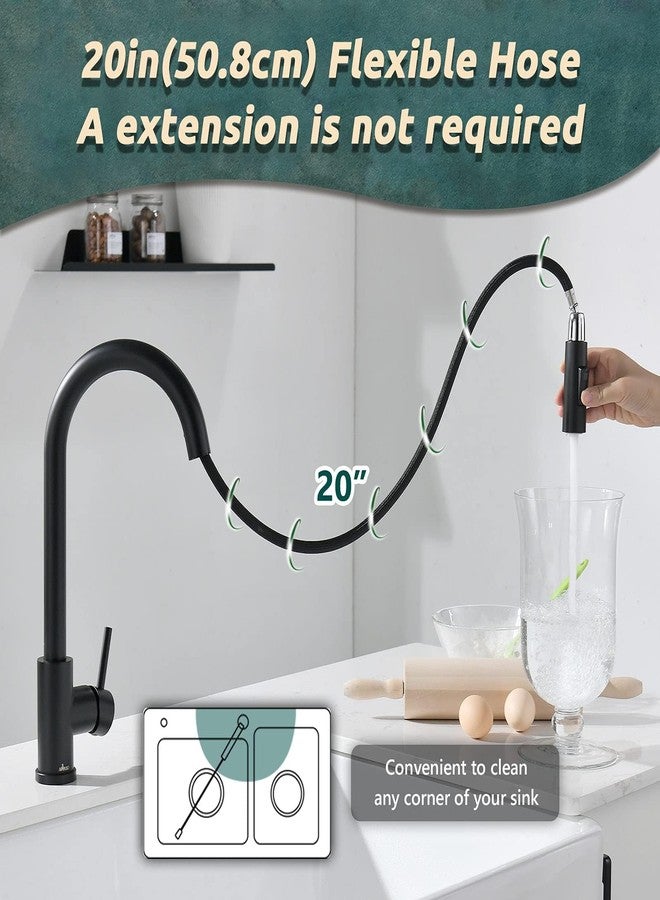 APPASO Stainless Steel Kitchen Sink Tap Mixer Hot & Cold, Black Kitchen Tap, Single Handle High Arc Swan-Neck Kitchen Faucet With Pull Down Sprayer Suitable For 1 Or 3 Holes Home Sink, Matte Black - Image 2