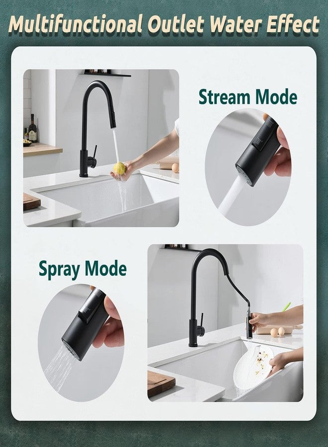 APPASO Stainless Steel Kitchen Sink Tap Mixer Hot & Cold, Black Kitchen Tap, Single Handle High Arc Swan-Neck Kitchen Faucet With Pull Down Sprayer Suitable For 1 Or 3 Holes Home Sink, Matte Black - Image 3