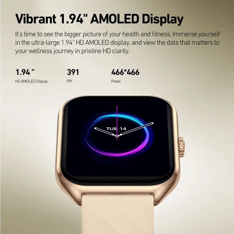 زيبليز ساعة ذكية Zeblaze GTS 4 Smart Watch 1.94" HD Amoled Display Voice Calling 100+ Sports Modes Heart Rate SpO2 Fitness Tracking Smartwatch, Champagne Gold - Image 3