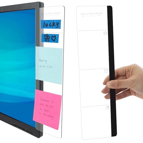 MDOZQ Office Desk Accessories 2pcs Monitor Memo Board Computer Message Board Office Supplies for Women Men Computer Sticky Note Holder with Functional Areas Home Office Accessories Office Must Haves - Image 1