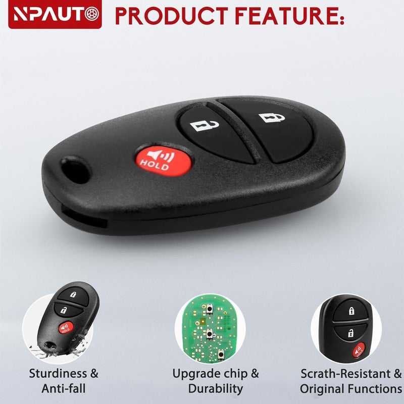 NPAUTO Key Fob Replacement Fits for Toyota Sienna 2004-2017, Tacoma 2005-2016, Tundra 2007-2017, Sequoia 2008-2017, Highlander 2008-2013, Keyless Entry Remote Control Car Key Fob, CGQ43VT20T - Image 3