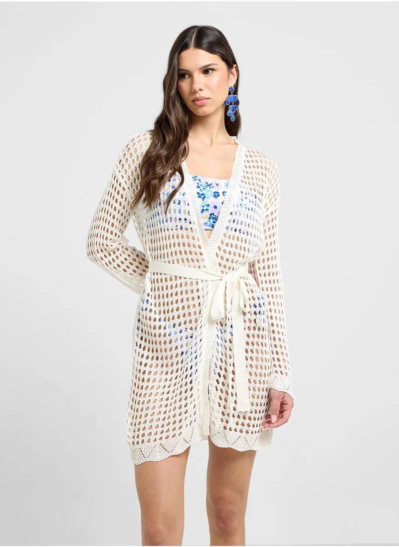 جينجر Crochet Beach Coverup Shirt