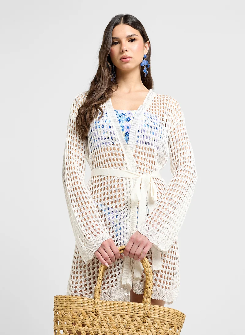 جينجر Crochet Beach Coverup Shirt