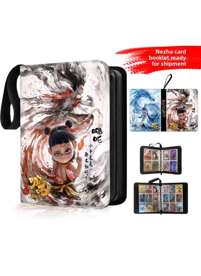 Nezha's Devil Boy's Sea-making Card Book Storage Book Big Movie Blind Box Card Collection Ao Bing Collection Card Book Four Or Nine Palace-Color:Fire Lotus White Dragon-Specification:Large Single Frame 20 Pages (can Hold A4)