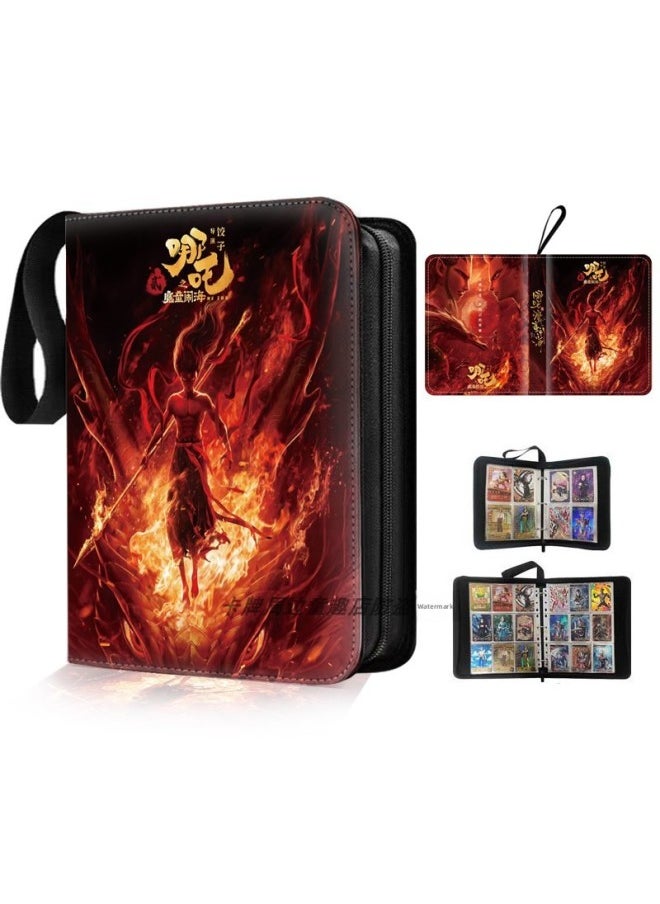 Nezha's Devil Boy's Sea-making Card Book Storage Book Big Movie Blind Box Card Collection Ao Bing Collection Card Book Four Or Nine Palace-Color:Fire Lotus White Dragon-Specification:Large Single Frame 20 Pages (can Hold A4)