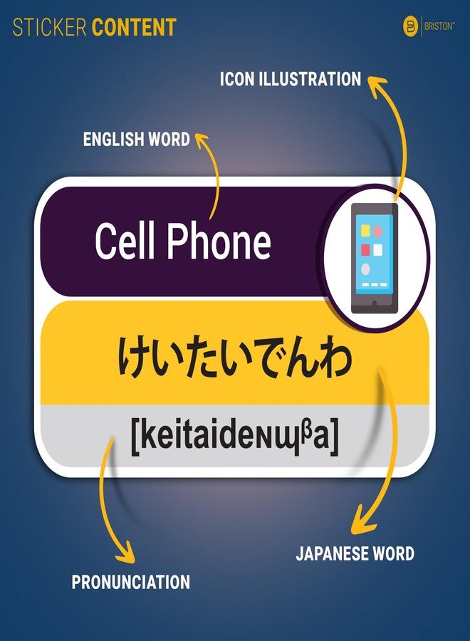 Briston 560 Japanese/English Vocabulary Word Sticker Labels - Educational Language Learning Resource for Memory & Sight - Fun for Around The House Game Play - Kids, Grade School, Classroom or Homeschool - Image 2