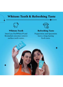 Perfora Teeth Whitening Toothpaste For Stain Removal - 150 G | Fluroide & Sls Free Tooth Paste For Adult & Kids | N-Ha For Teeth Remineralisation & Oral Care | No Artificial Sweetners | Tripe Mint  - Image 2