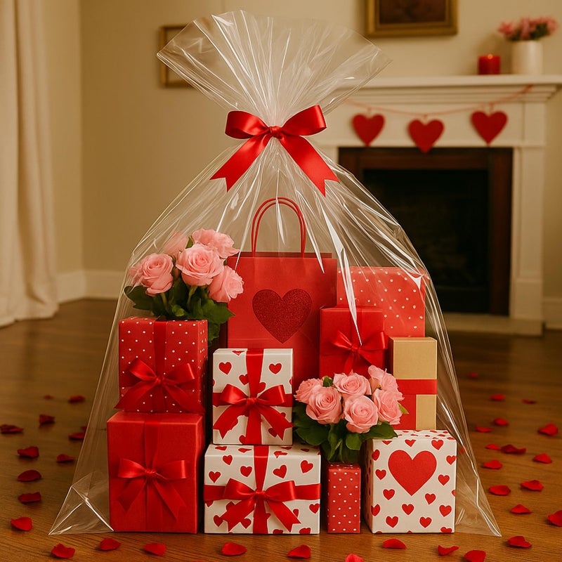 Morepack Extra Large Cellophane Bags for Gift Baskets 50x60 Inches,Jumbo Big Clear Cellophane Bags 5Pieces - Image 5