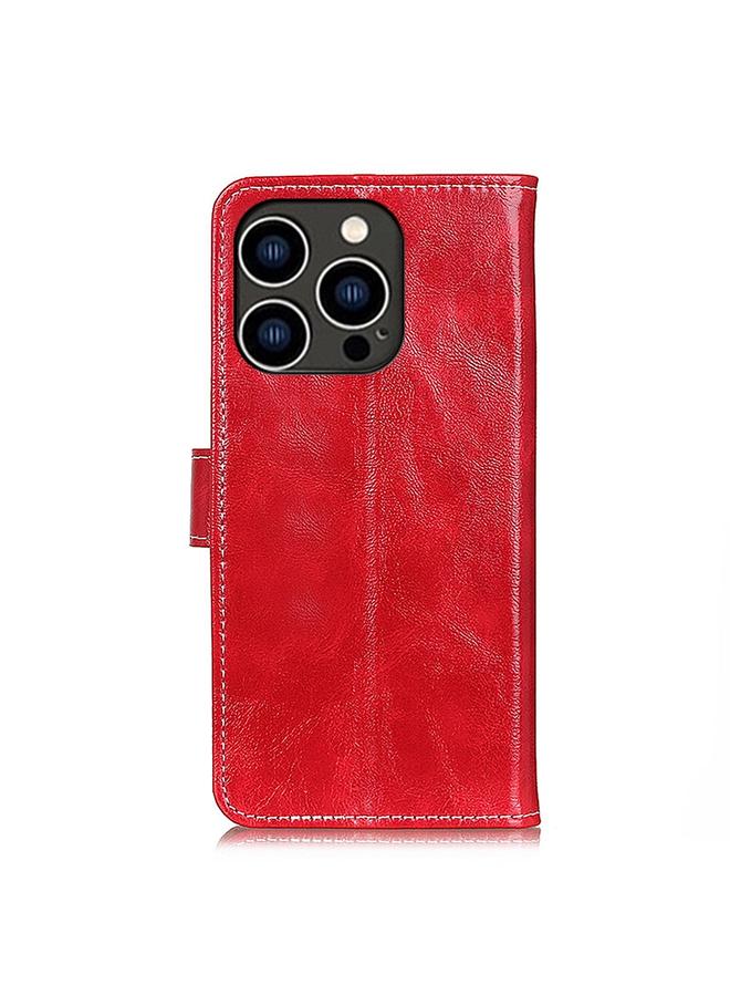 اس-توب جراب هاتف iPhone 15 Pro Max بتصميم حصان مجنون بتصميم كلاسيكي من الجلد بتصميم قلاب أفقي - Image 3