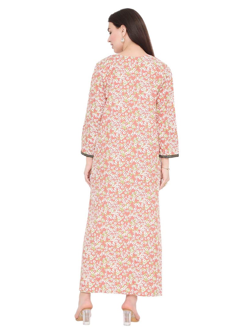 هانا آند سارا جلابية كفتان فيسكوز مطرزة بطبعات زهور - Image 2