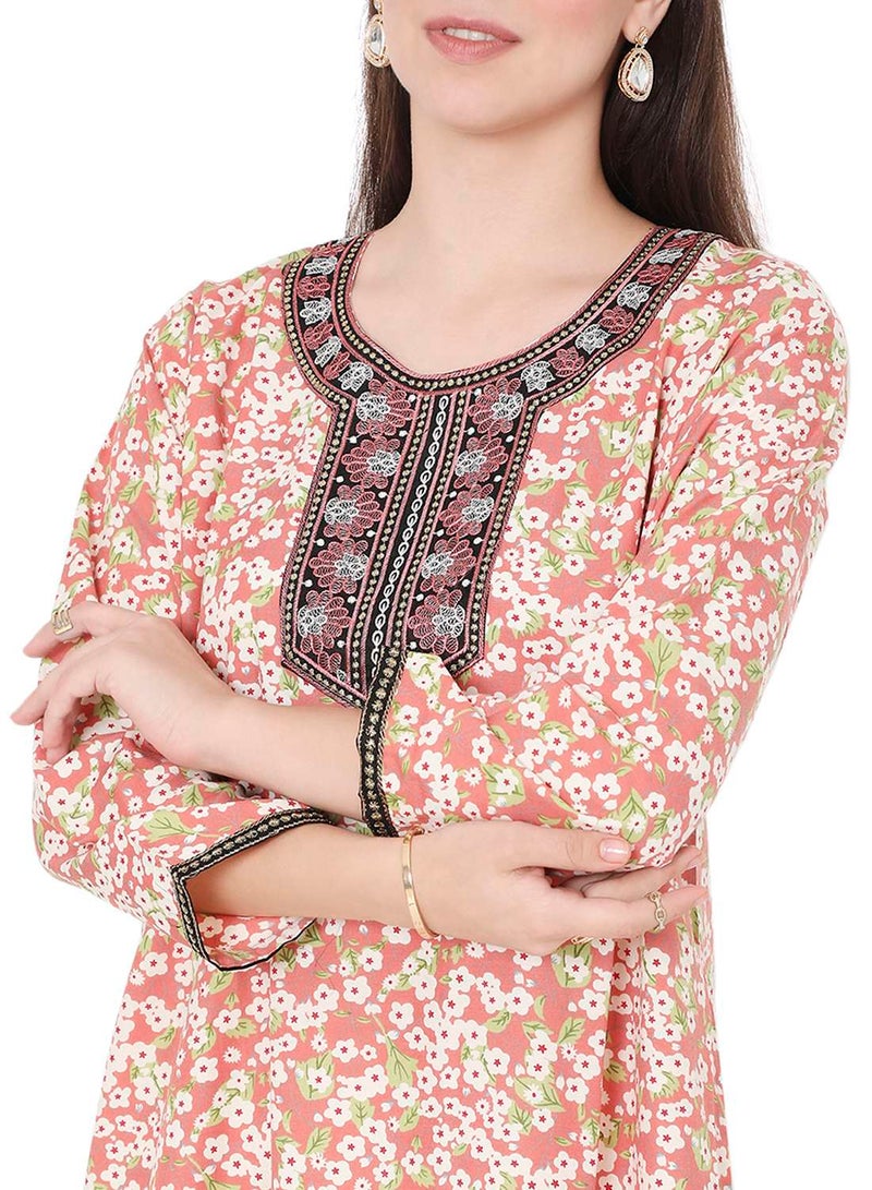 هانا آند سارا جلابية كفتان فيسكوز مطرزة بطبعات زهور - Image 3