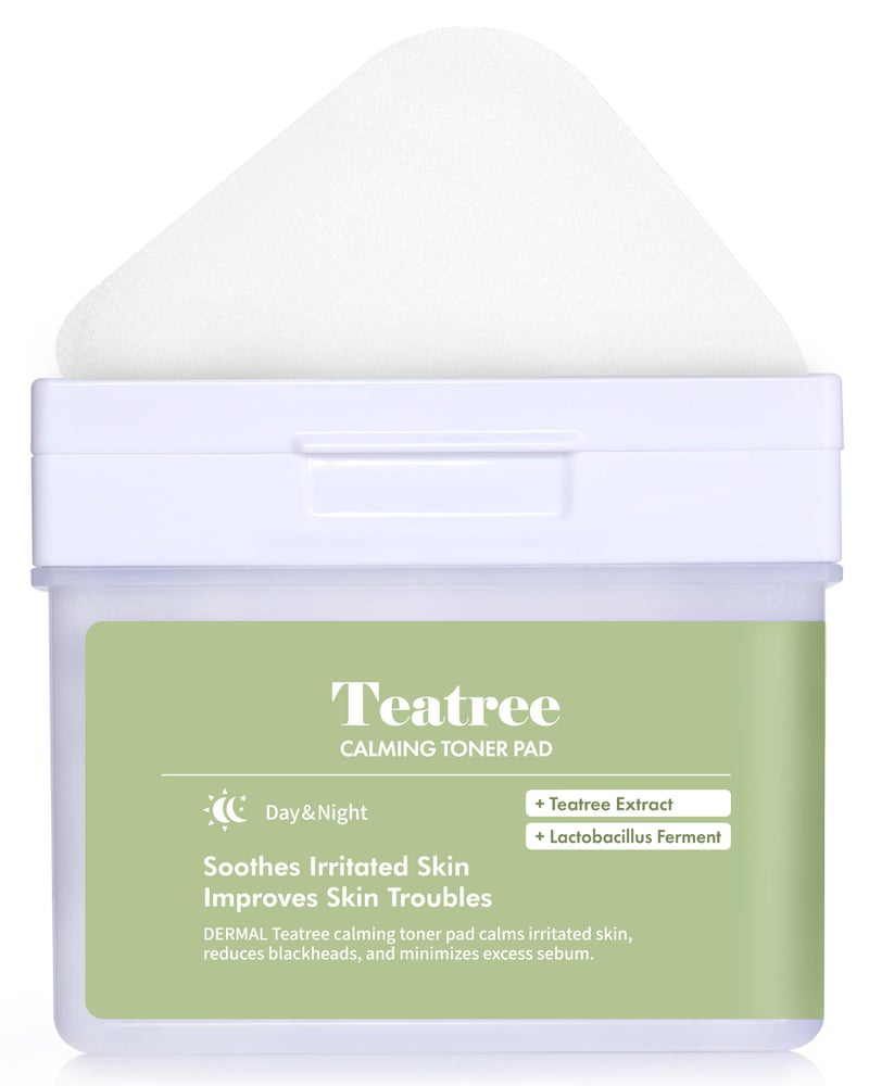 DERMAL Teatree Calming Toner Pad - Korean Toner Pad for Calming & Acne Improvement with Zinc PCA - Vegan Gauze Tencel Square Pads - High Capacity, 120 Sheets - Image 1