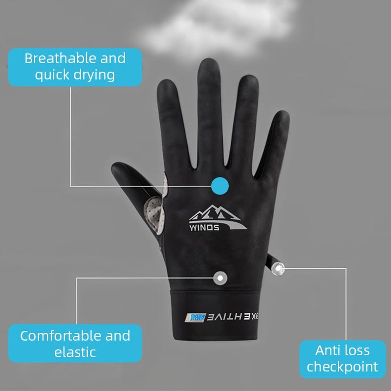 Proberos® Sun Proof Gloves for Women & Men, UPF50+ Summer Ice Silk Breathable Driving Full Screen Touch Design Riding Anti-Slip Palm Outdoor Casual Sport Full Finger Riding, Golfing, Working - L - Image 3