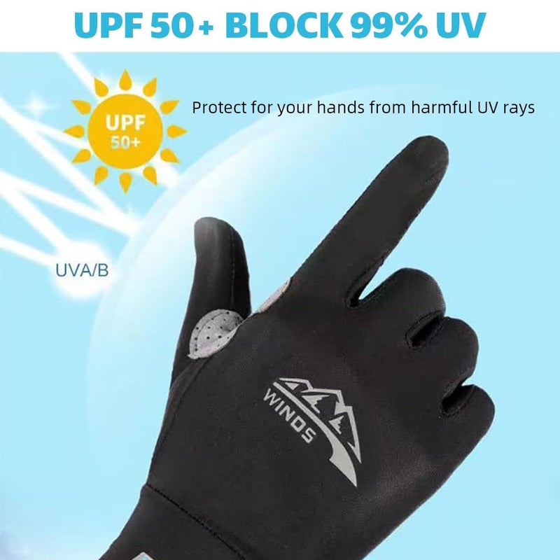 Proberos® Sun Proof Gloves for Women & Men, UPF50+ Summer Ice Silk Breathable Driving Full Screen Touch Design Riding Anti-Slip Palm Outdoor Casual Sport Full Finger Riding, Golfing, Working - L - Image 5
