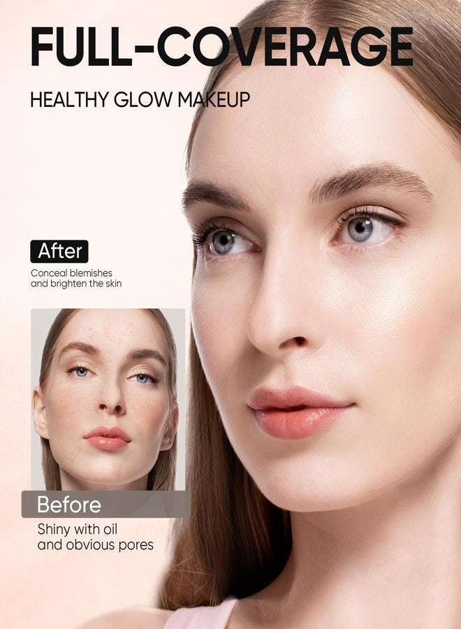 SKINTIFIC أساس كوشن كامل التغطية من سكينتيفيك، خفيف الوزن، ملائم للبشرة، لمسة ساتان متألقة، أساس مقاوم للماء يتحكم في الزيت، كريم بي بي خالي من العيوب ومقاوم للعرق، مكياج كوري - Image 4