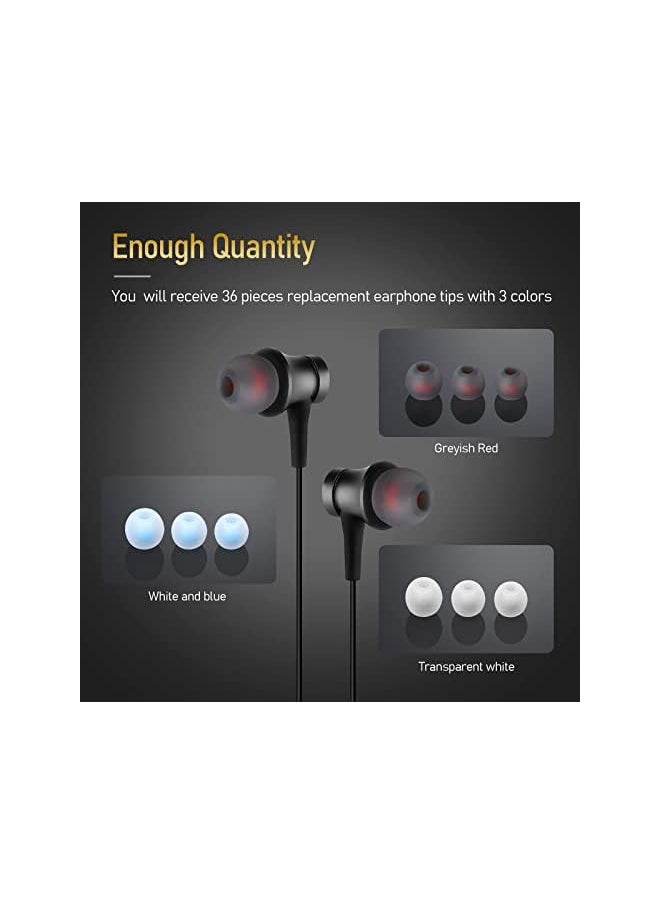 erorex Replacement Earphone Tips 36 Pieces Replacement Earbuds Tips Headphone Silicone Tips Noise Isolation Cover Noise Cancelling Earphones For 4.5Mm To 6Mm Headphones 3 Color 3 Size  - Image 3