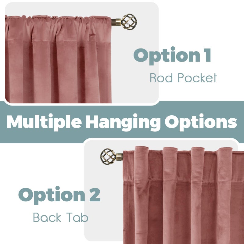 BGment Dusty Rose Pink Velvet Curtains 84 Inch for Bedroom, Thick Thermal Insulated Room Darkening Curtains Noise Reduce Back Tab and Rod Pocket Window Panels for Living Room, 2 Panels, 52 x 84 Inch - Image 3